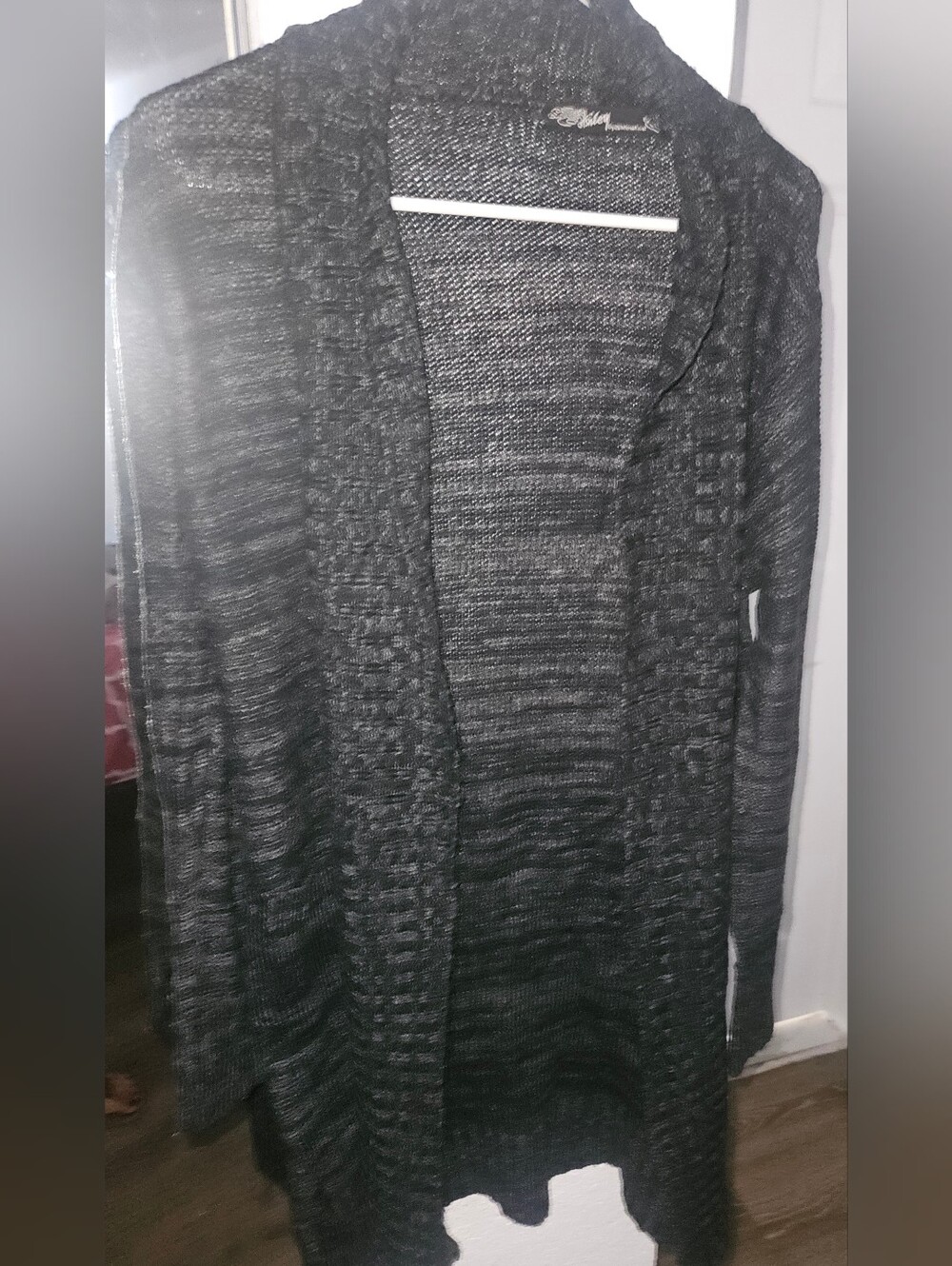 Ashley By 26 International Charcoal Open-Front Long Cardigan